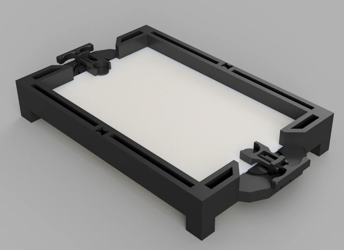 Complete CAD render of the tabletop curling system and dual launchers