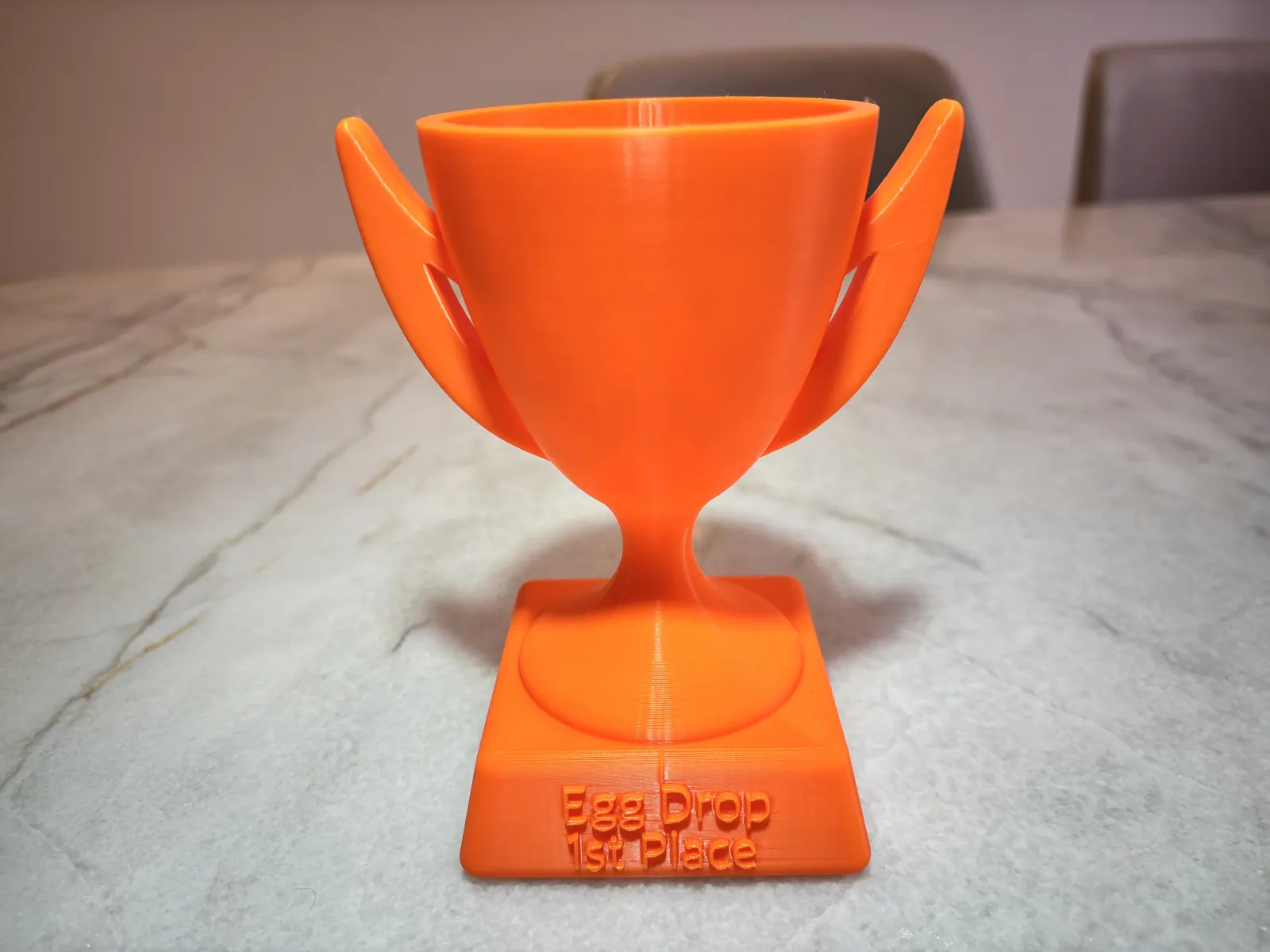 Custom-designed first-place Egg Drop Competition trophy