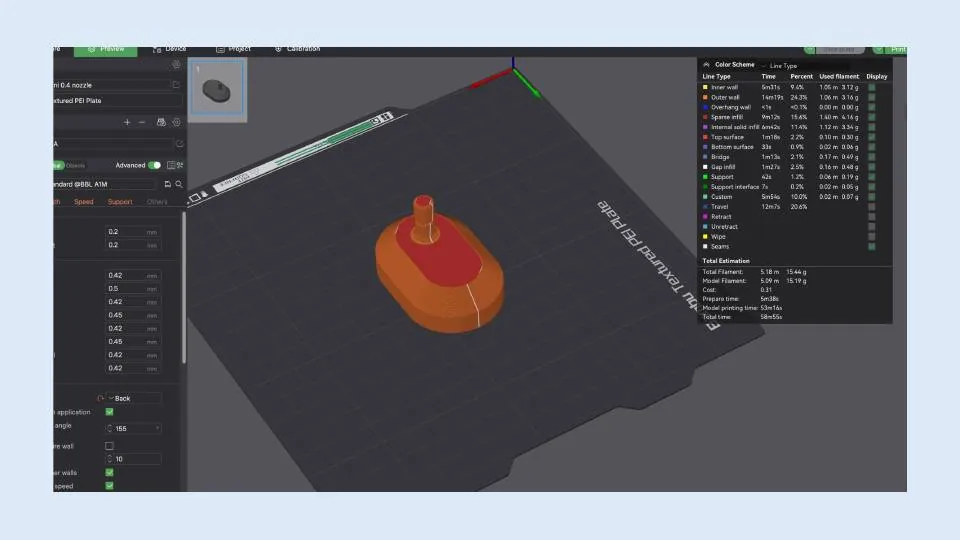 3D model of a mechanism prepared for printing