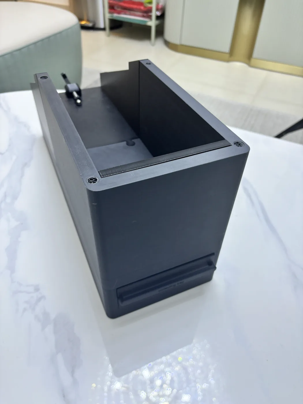 Completed black 3D-printed Skee Ball prototype